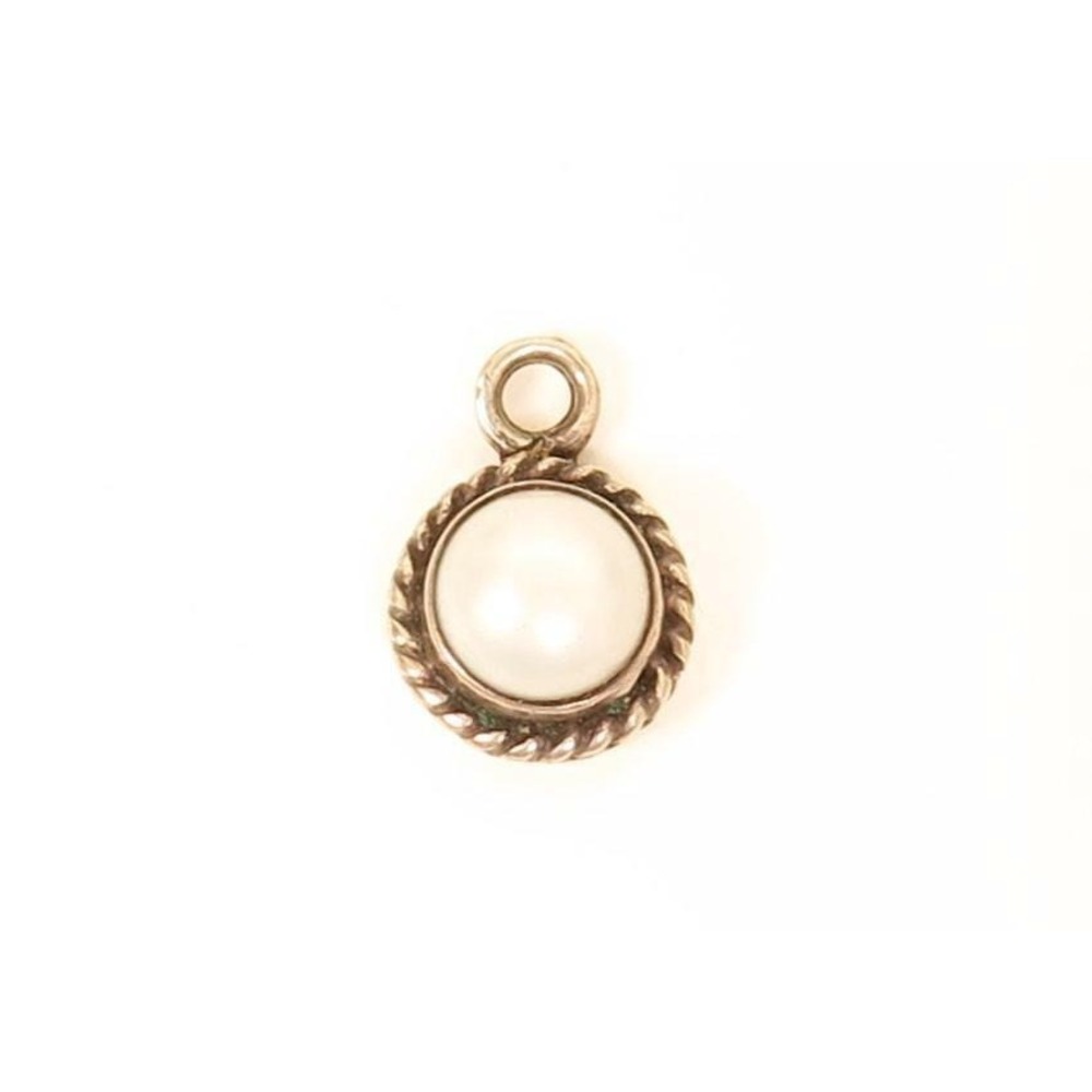Small, Simple & Pretty Genuine Pearl Cab Sterling Sterling Silver 925 Pendant